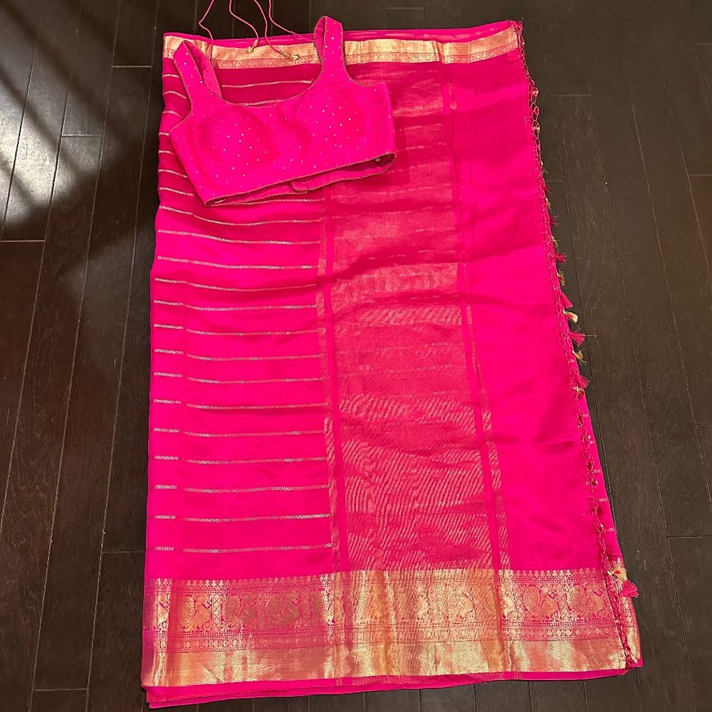Hot Pink Saree